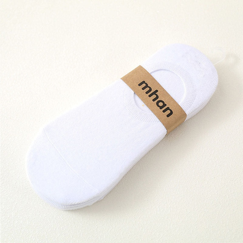 5Pair / Lot Fashion Boat Socks Summer Autumn In-slip Silicone Invisible Cotton Socks