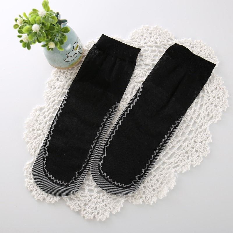 10Pairs High Quality Women Socks Velvet Silk Spring Summer Socks Breathable Soft Cotton Bottom Wicking Slip resistant Short Sock