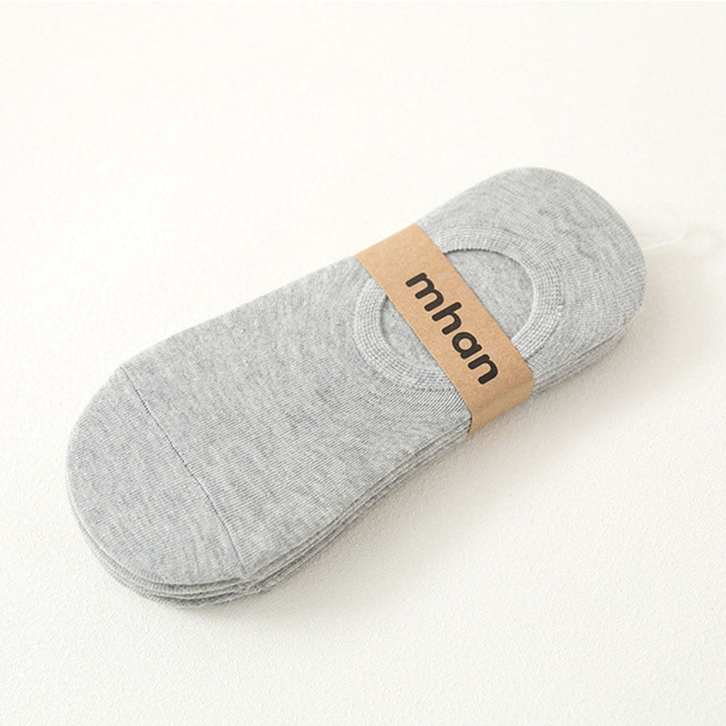 5Pair / Lot Fashion Boat Socks Summer Autumn In-slip Silicone Invisible Cotton Socks