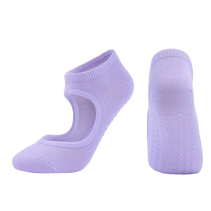 High Quality Pilates Socks Anti-Slip Breathable Backless Yoga Socks Ladies Ballet Dance Sports Socks for Fitness Gym