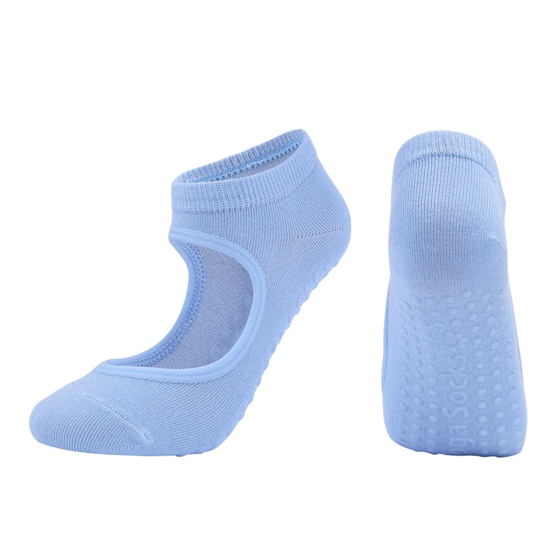 High Quality Pilates Socks Anti-Slip Breathable Backless Yoga Socks Ladies Ballet Dance Sports Socks for Fitness Gym
