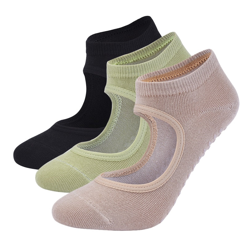 High Quality Pilates Socks Anti-Slip Breathable Backless Yoga Socks Ladies Ballet Dance Sports Socks for Fitness Gym