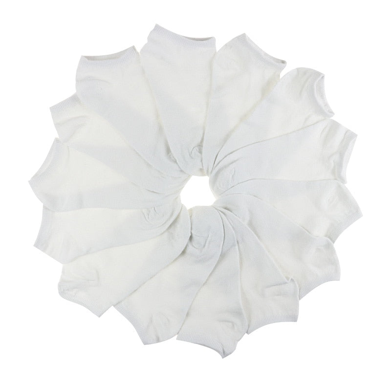 7 Paires de chaussettes en coton pour femmes, respirantes, de couleur solide, confortables, blanches, noires, grises, souples, simples, à la mode, pour la cheville