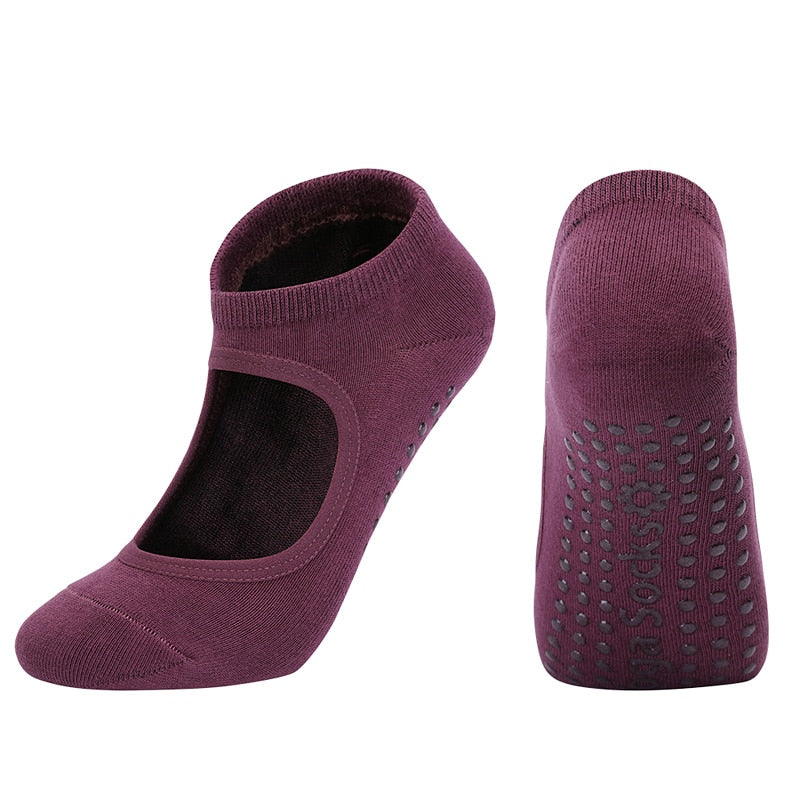 High Quality Pilates Socks Anti-Slip Breathable Backless Yoga Socks Ladies Ballet Dance Sports Socks for Fitness Gym