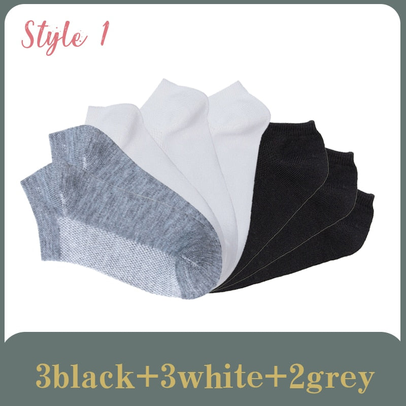 Lot de 8 paires de chaussettes courtes à mailles solides pour femmes Lot de chaussettes à cheville invisibles pour dames Printemps Été Respirant Mince Lot de chaussettes de bateau