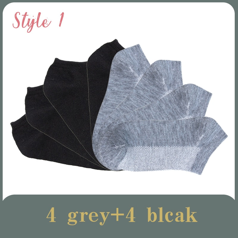 Lot de 8 paires de chaussettes courtes à mailles solides pour femmes Lot de chaussettes à cheville invisibles pour dames Printemps Été Respirant Mince Lot de chaussettes de bateau
