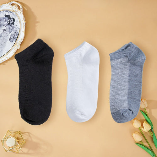 Lot de 8 paires de chaussettes courtes à mailles solides pour femmes Lot de chaussettes à cheville invisibles pour dames Printemps Été Respirant Mince Lot de chaussettes de bateau