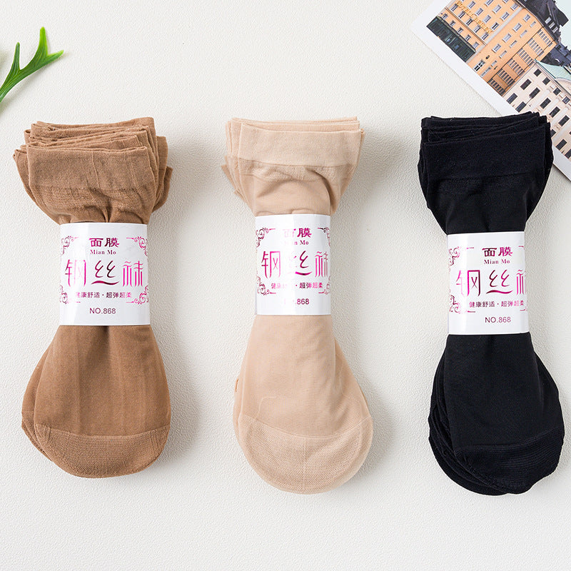 Chaussettes de massage anti-dérapantes à pois, à section fine, transparentes, à mi-mollet, pour femmes, bas courts, anti-crochet, absorbant la sueur, invisibles et ultra-minces.