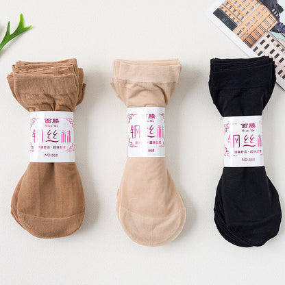 Chaussettes de massage anti-dérapantes à pois, à section fine, transparentes, à mi-mollet, pour femmes, bas courts, anti-crochet, absorbant la sueur, invisibles et ultra-minces.